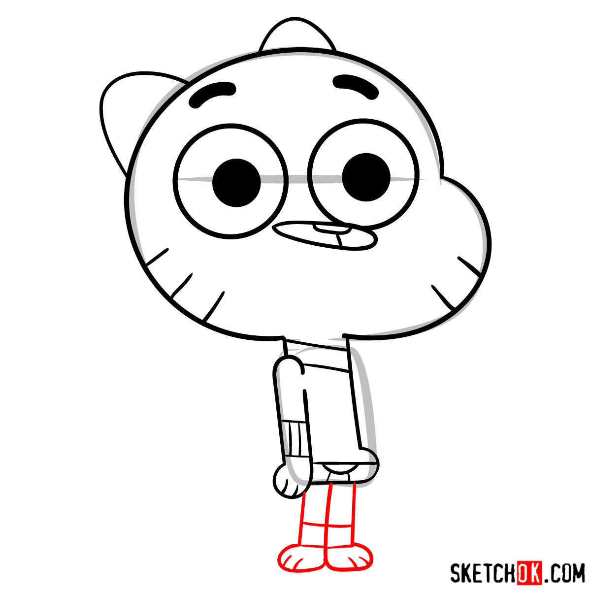 How to draw Gumball Watterson - step 06.