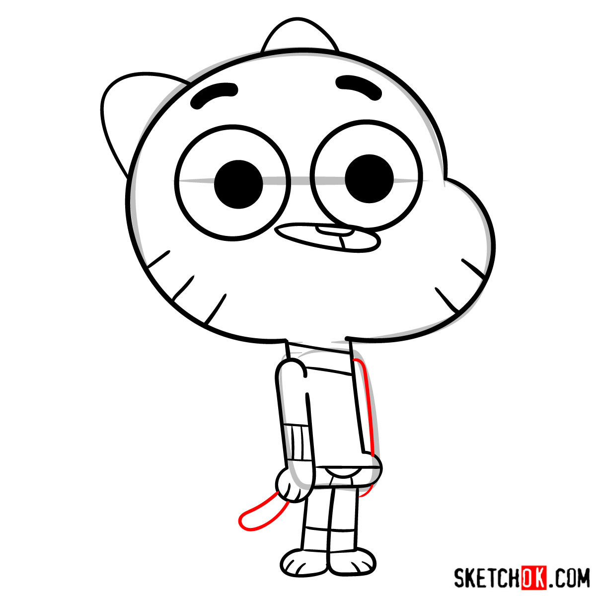 How to draw Gumball Watterson - step 07