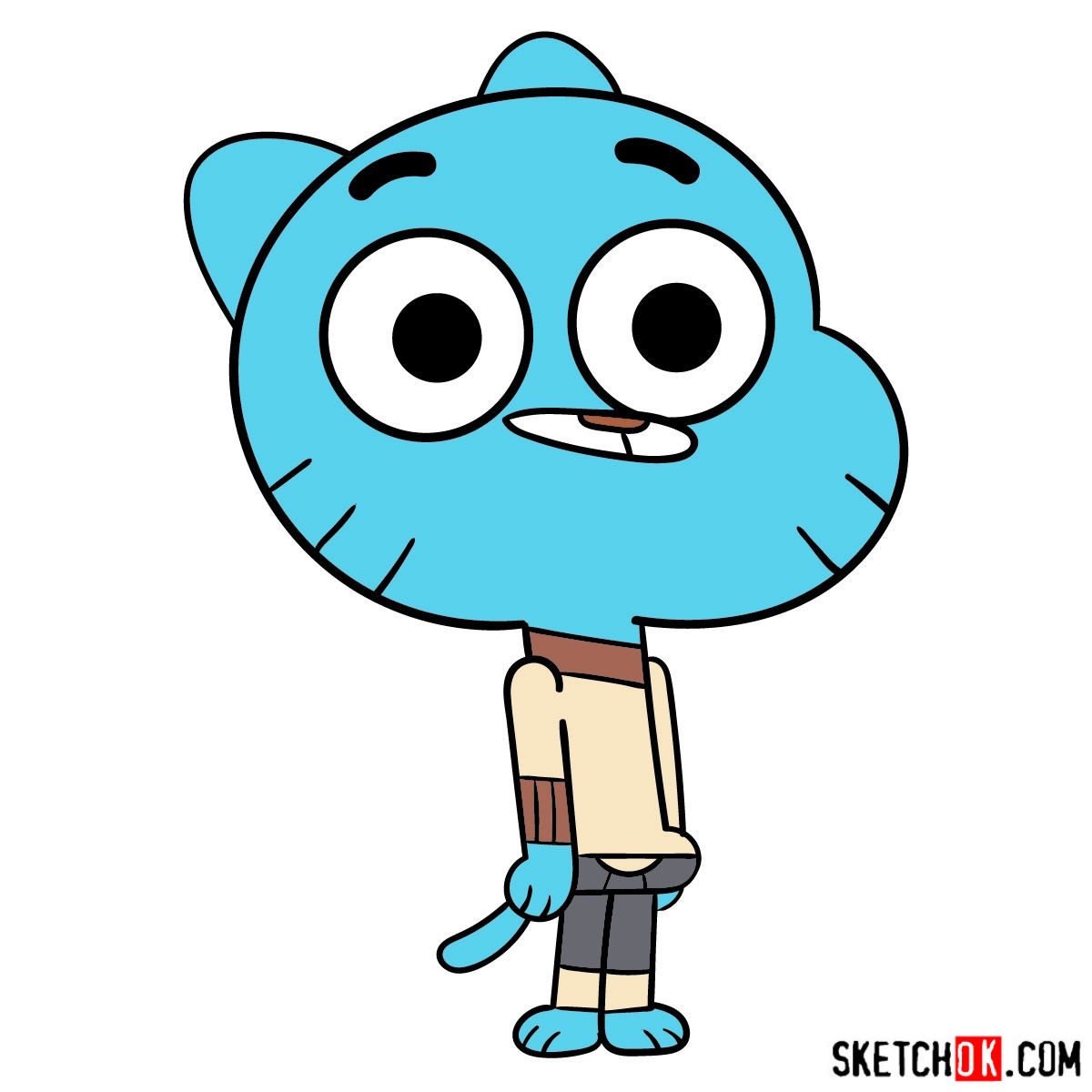 How to draw Gumball Watterson - Sketchok easy drawing guides