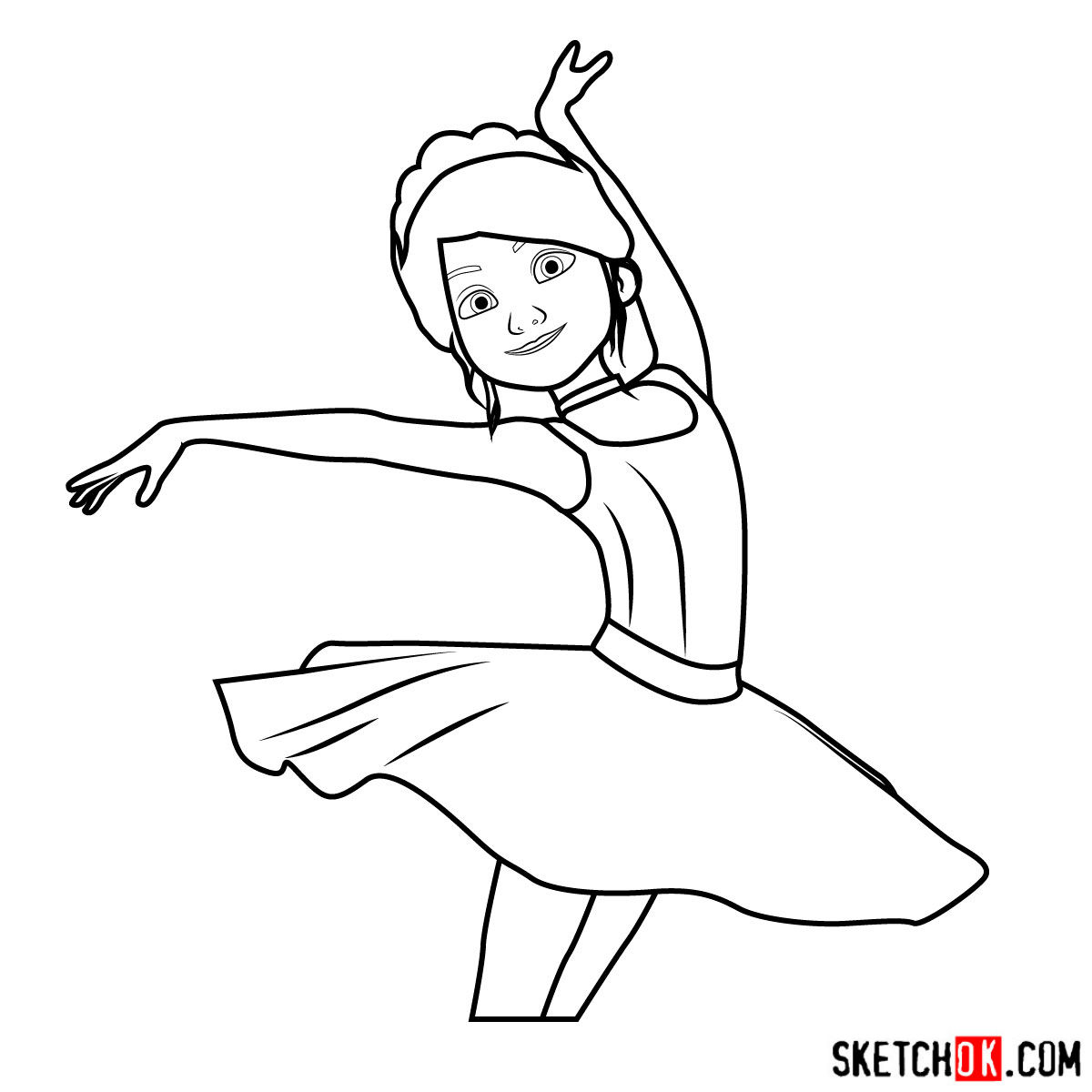 How to draw Felicie from Ballerina 2016 film - step 08