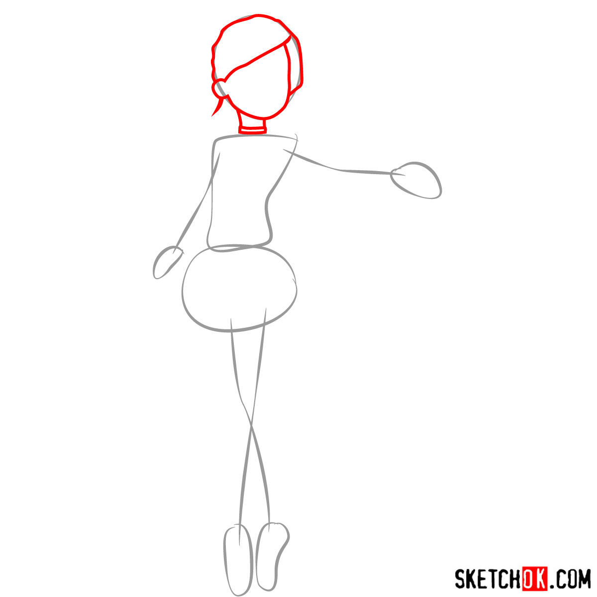 How to draw Felicie dancing in white dress - step 02