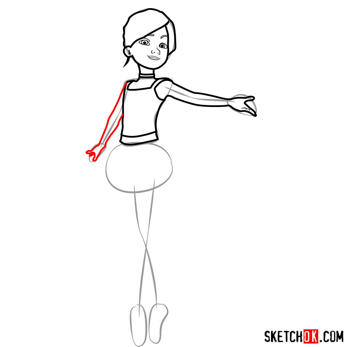 How to draw Felicie dancing in white dress - step 06