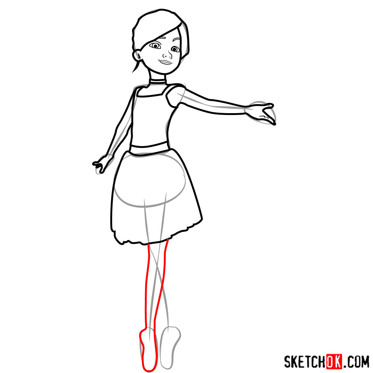 How to draw Felicie dancing in white dress - step 08