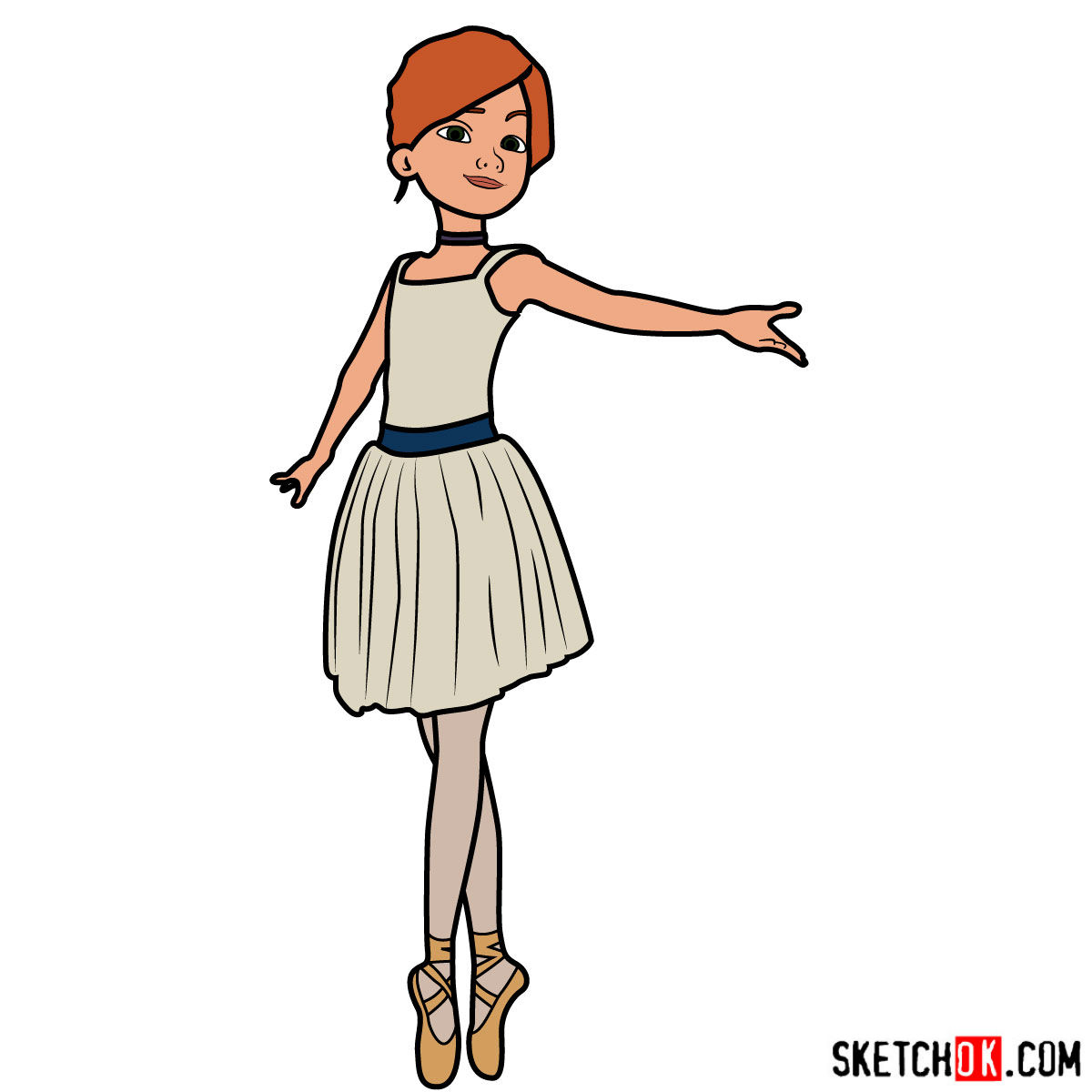 How to draw Felicie dancing in white dress - step 13