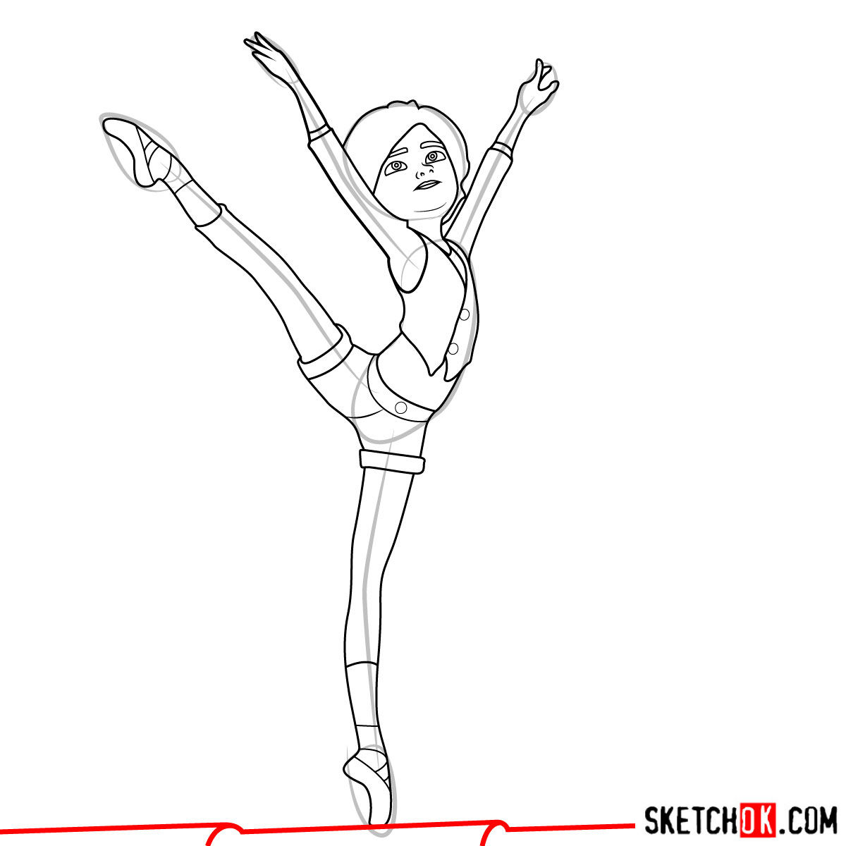How to draw Felicie dancing on the roof - step 10