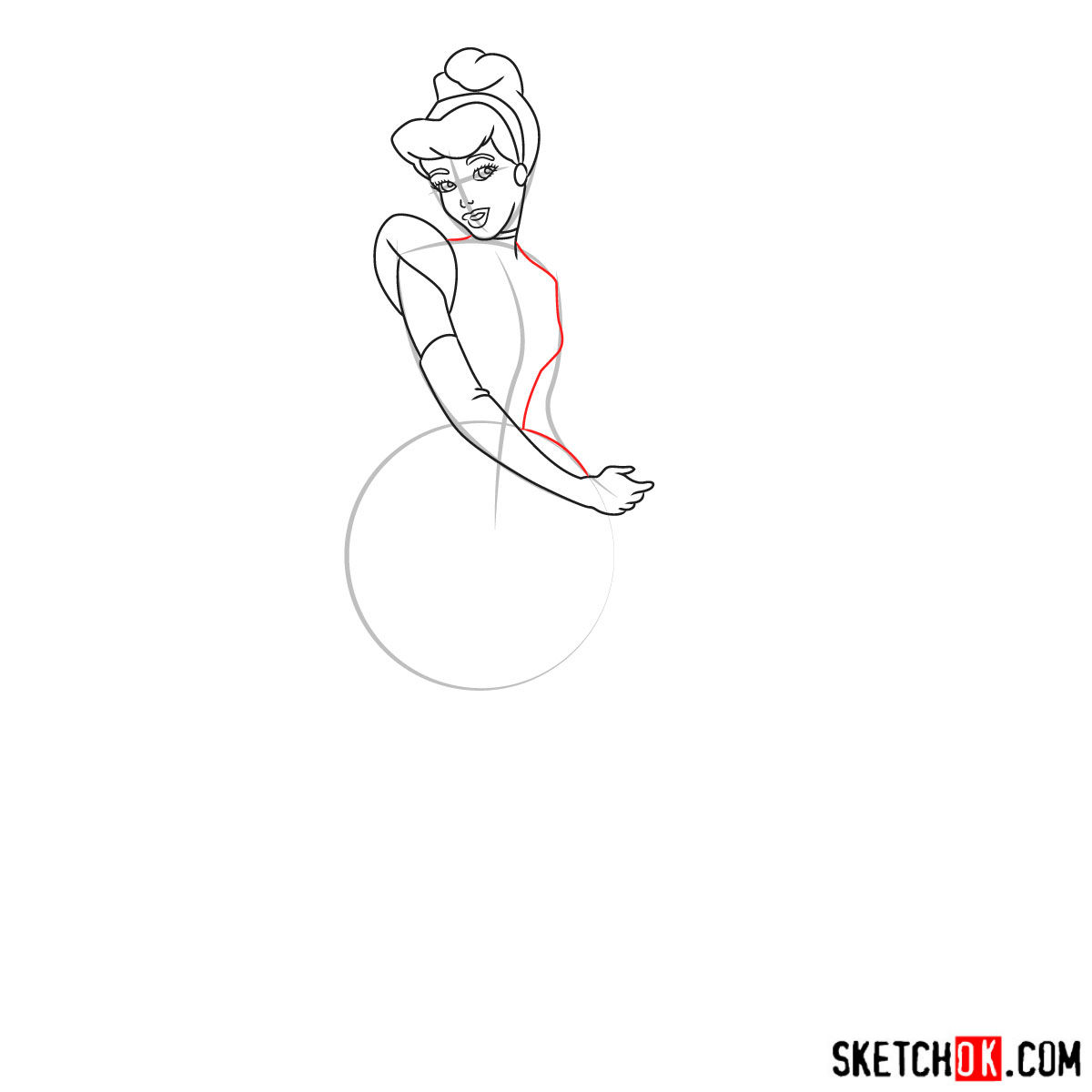 How to draw dancing Cinderella - step 07