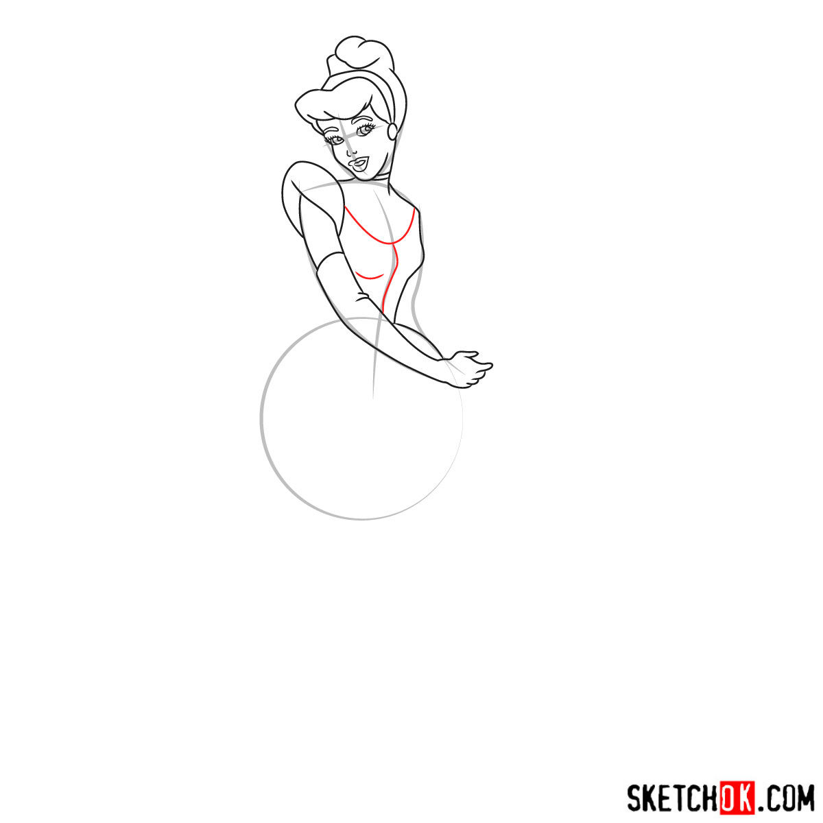How to draw dancing Cinderella - step 08