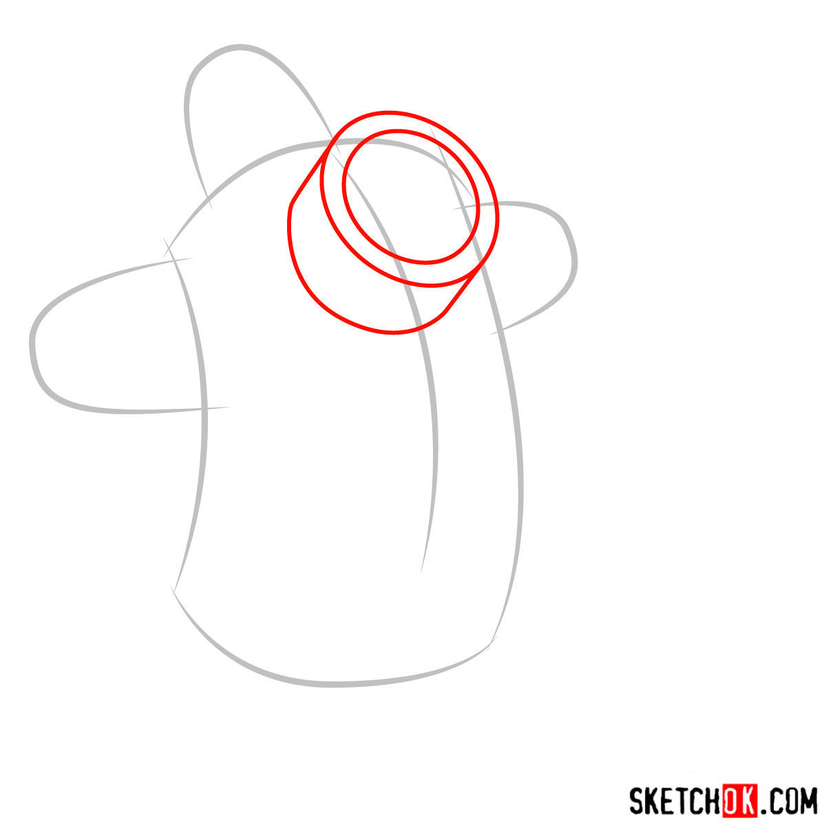 How to draw minion Carl with a loudspeaker - step 02