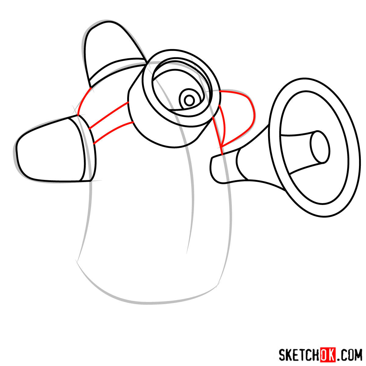 How to draw minion Carl with a loudspeaker - step 06