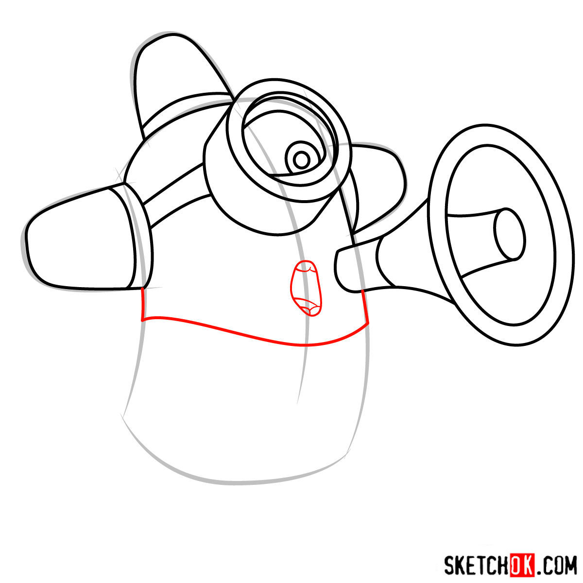 How to draw minion Carl with a loudspeaker - step 07