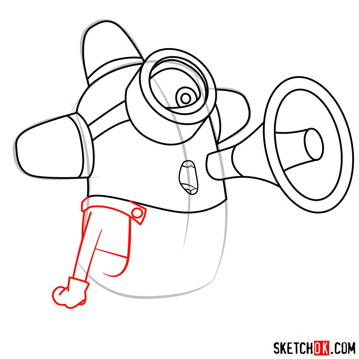 How to draw minion Carl with a loudspeaker - step 08