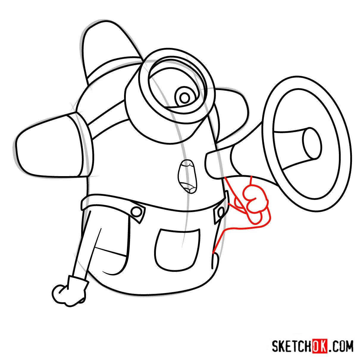 How to draw minion Carl with a loudspeaker - step 10