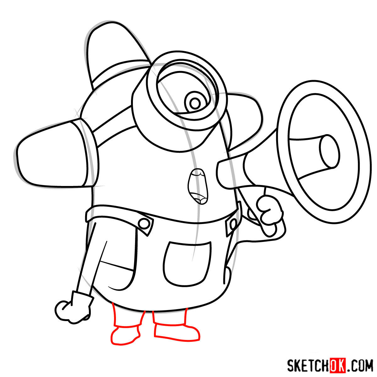 How to draw minion Carl with a loudspeaker - step 11