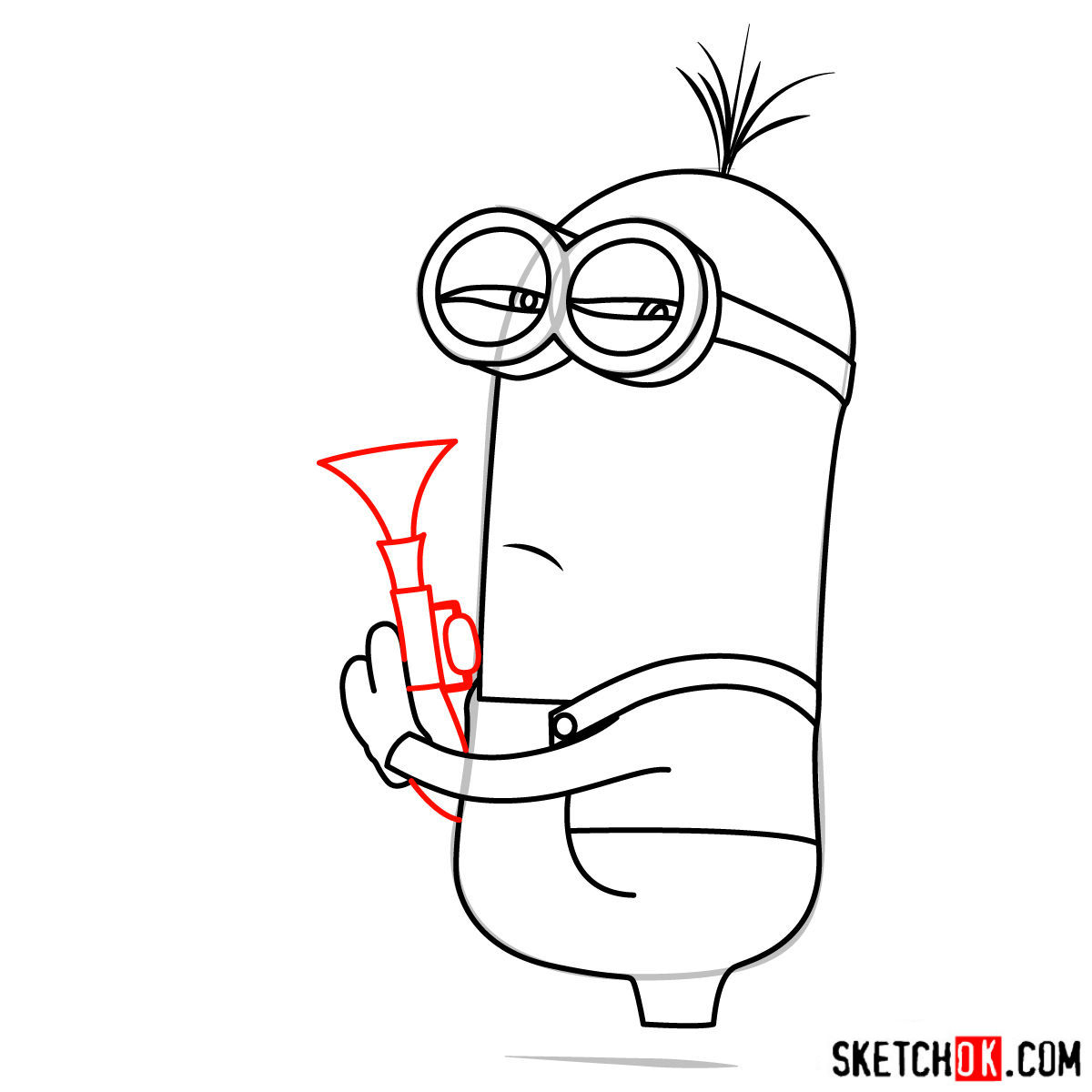 How to draw minion Kevin with a gun - step 07