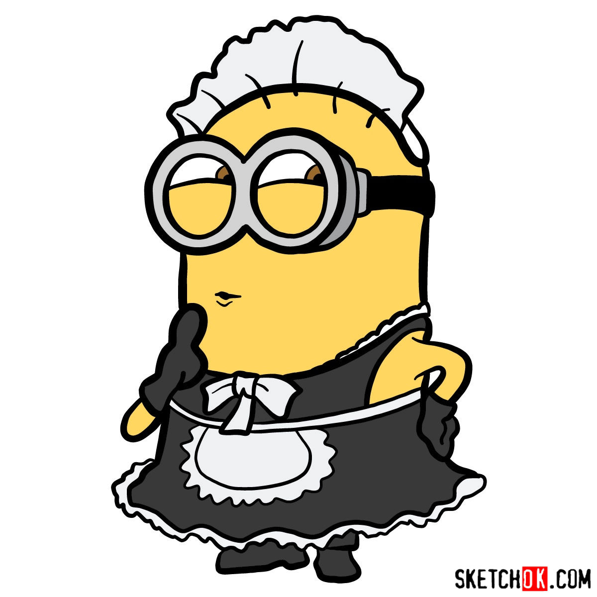 How to draw minion Phil in maid suit