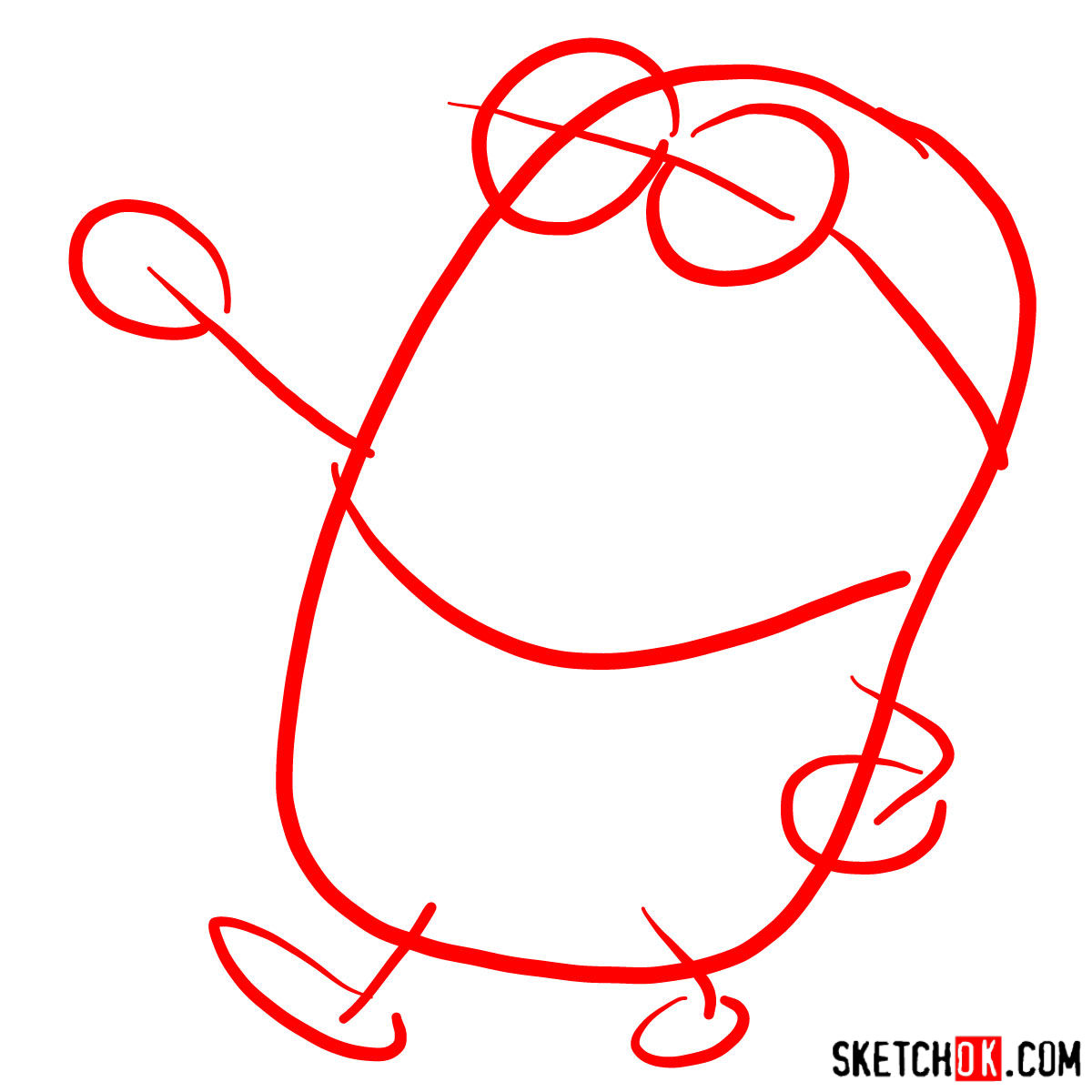 How to draw running minion Dave - step 01