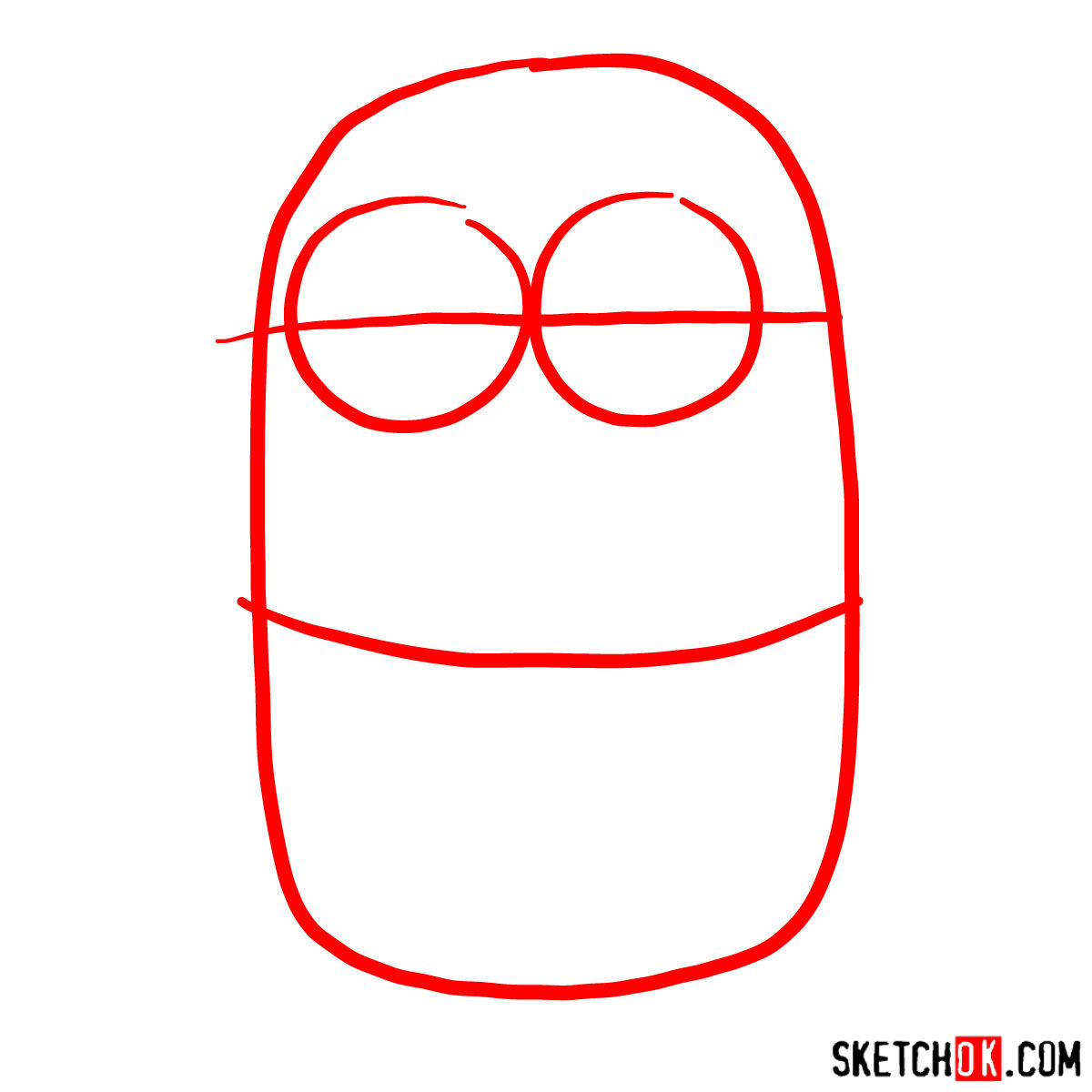 How to draw scared minion Dave - step 01