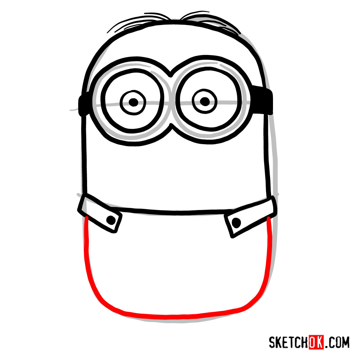 How to draw scared minion Dave - step 05