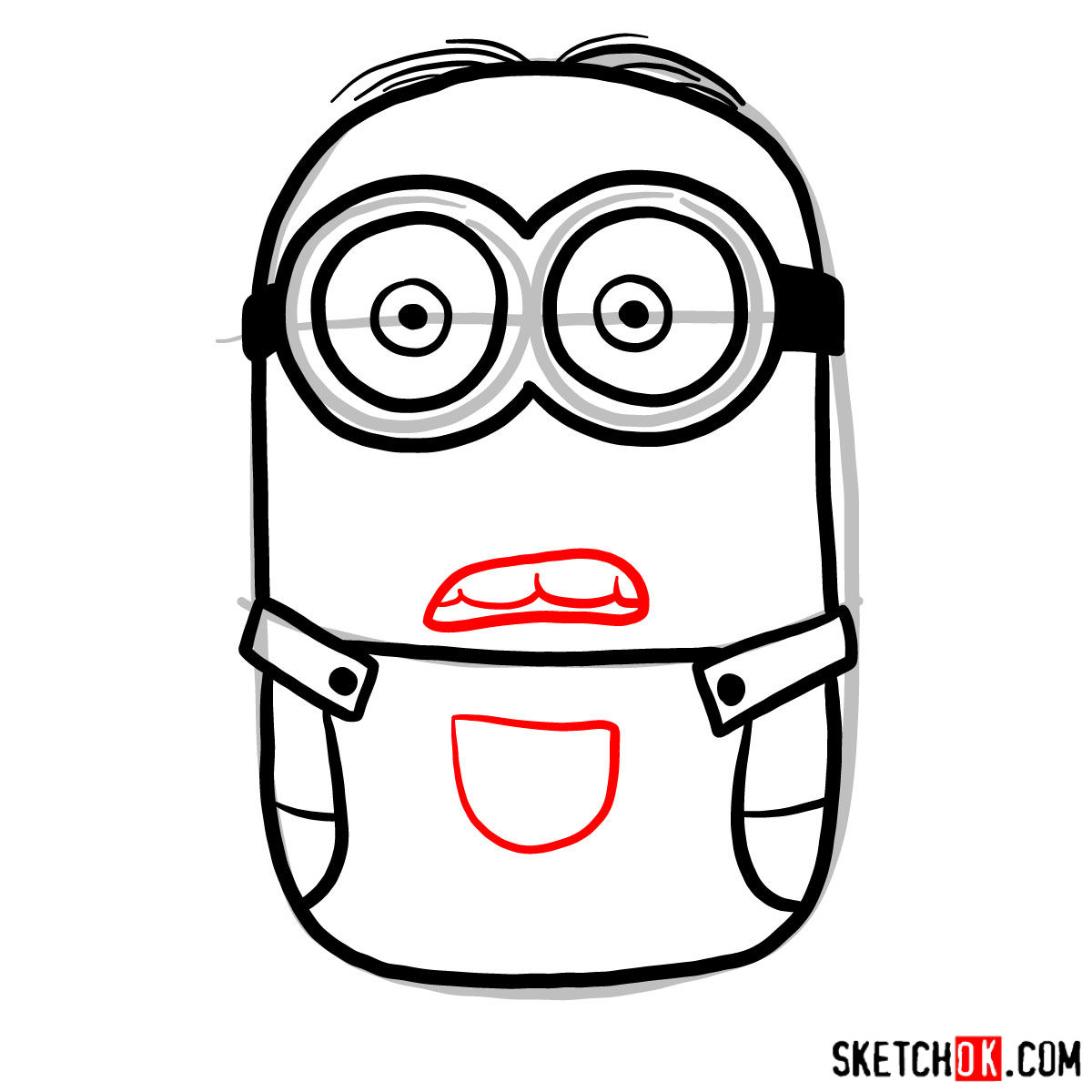 How to draw scared minion Dave - step 07