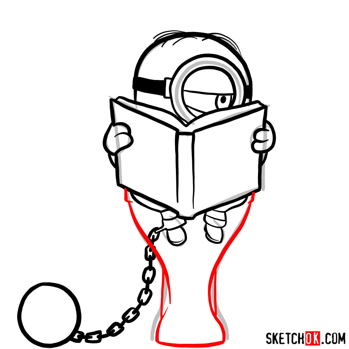 How to draw minion in the toilet reading a book - step 08