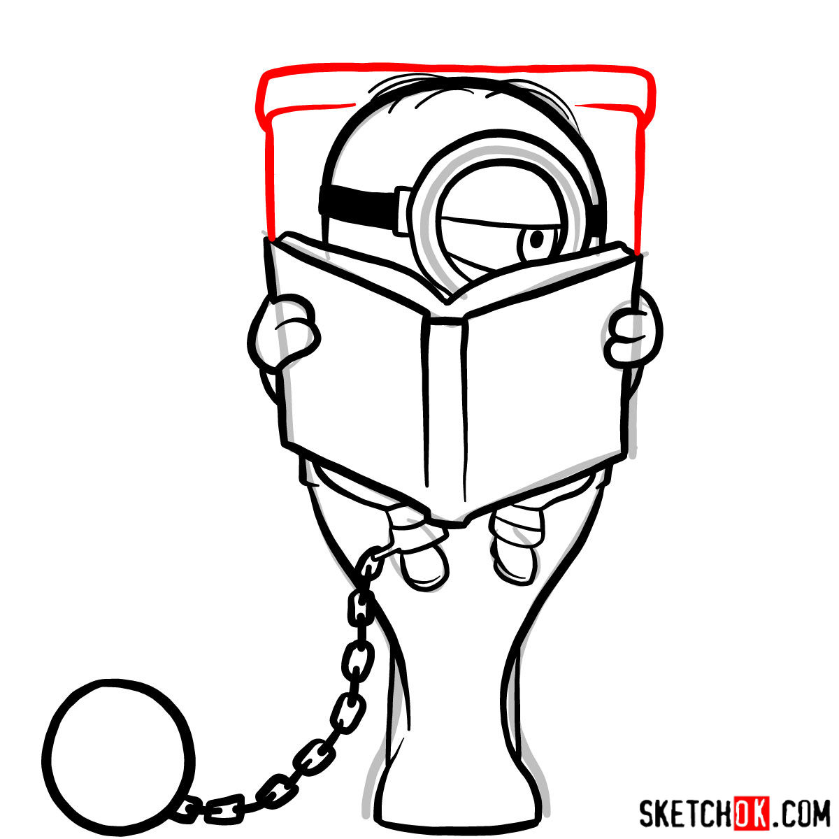 How to draw minion in the toilet reading a book - step 09