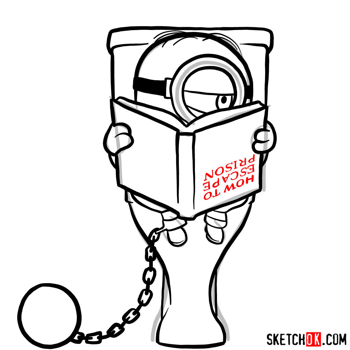 How to draw minion in the toilet reading a book - step 10