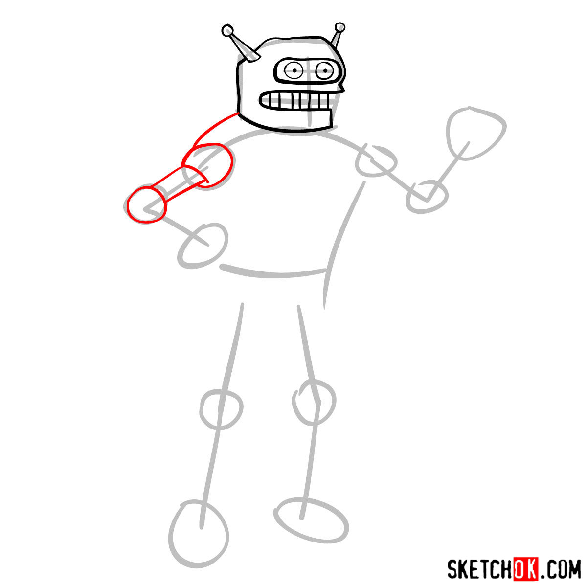 How to draw Calculon from Futurama - step 04
