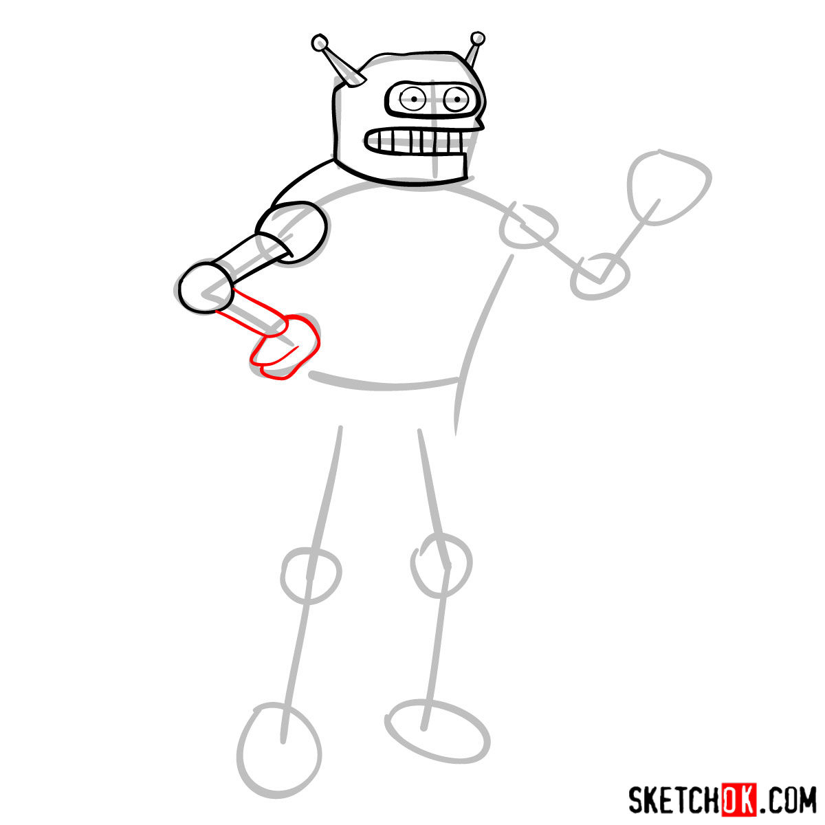 How to draw Calculon from Futurama - step 05