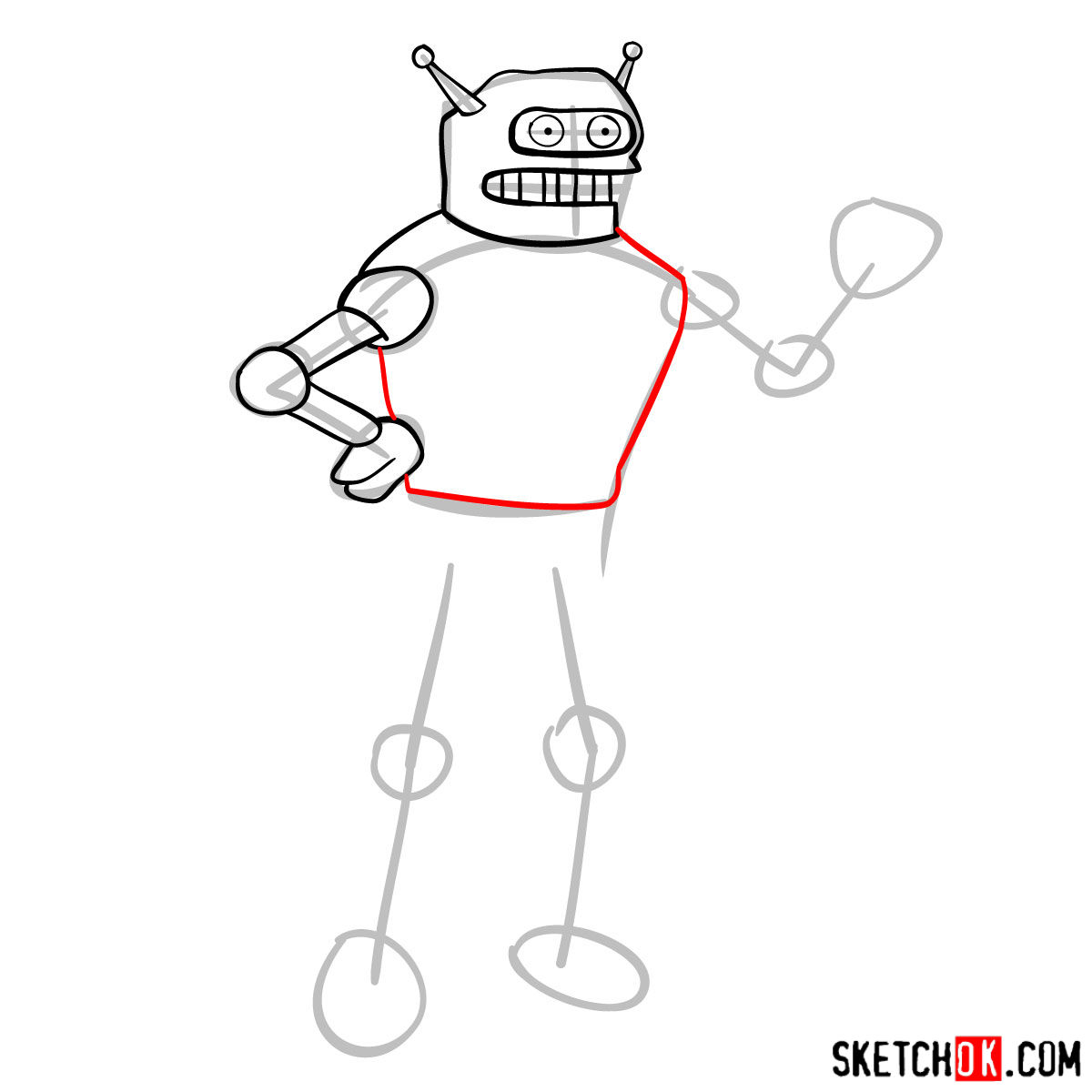 How to draw Calculon from Futurama -  step 06