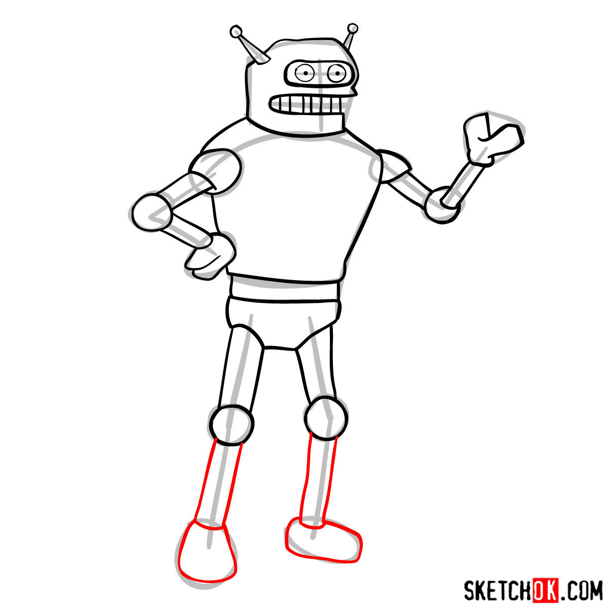 How to draw Calculon from Futurama - step 10