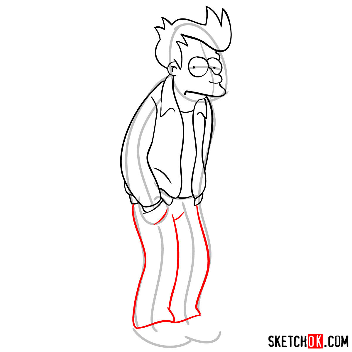 How to draw Philip J. Fry step by step - step 08