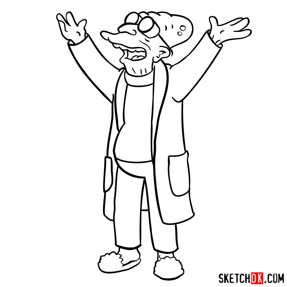 How to draw Professor Farnsworth - step 12