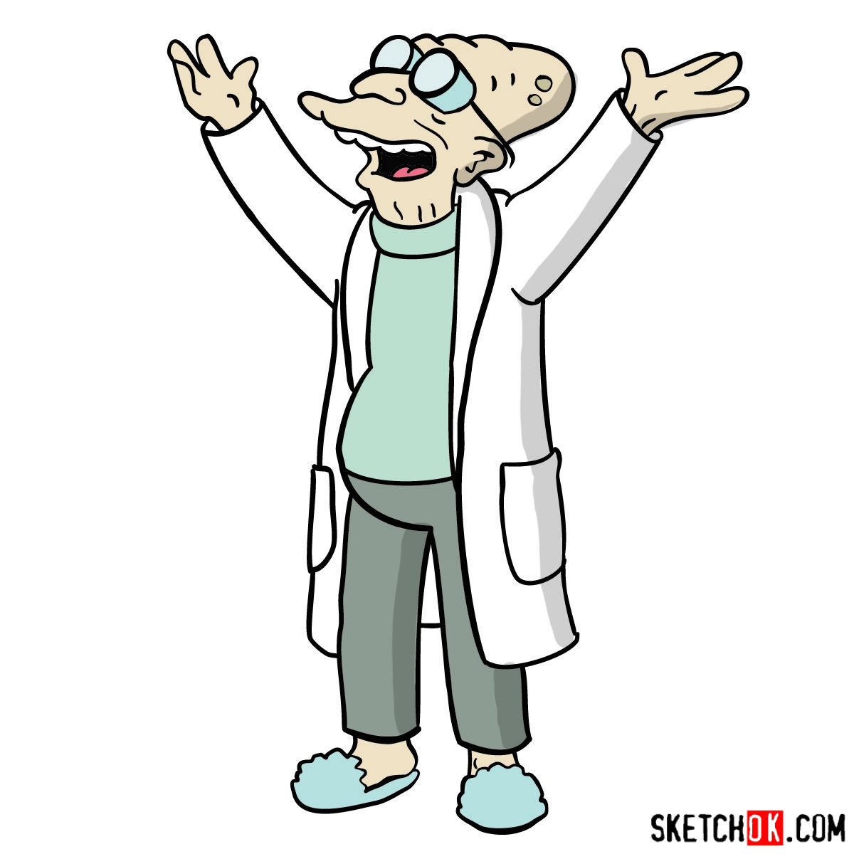 How to draw Professor Farnsworth