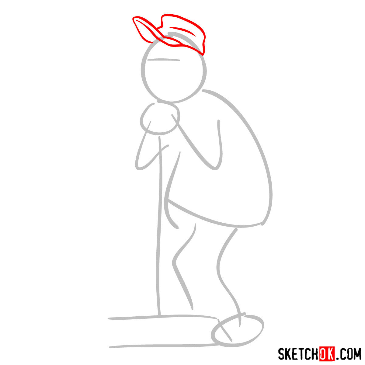 How to draw Scruffy the janitor - step 02
