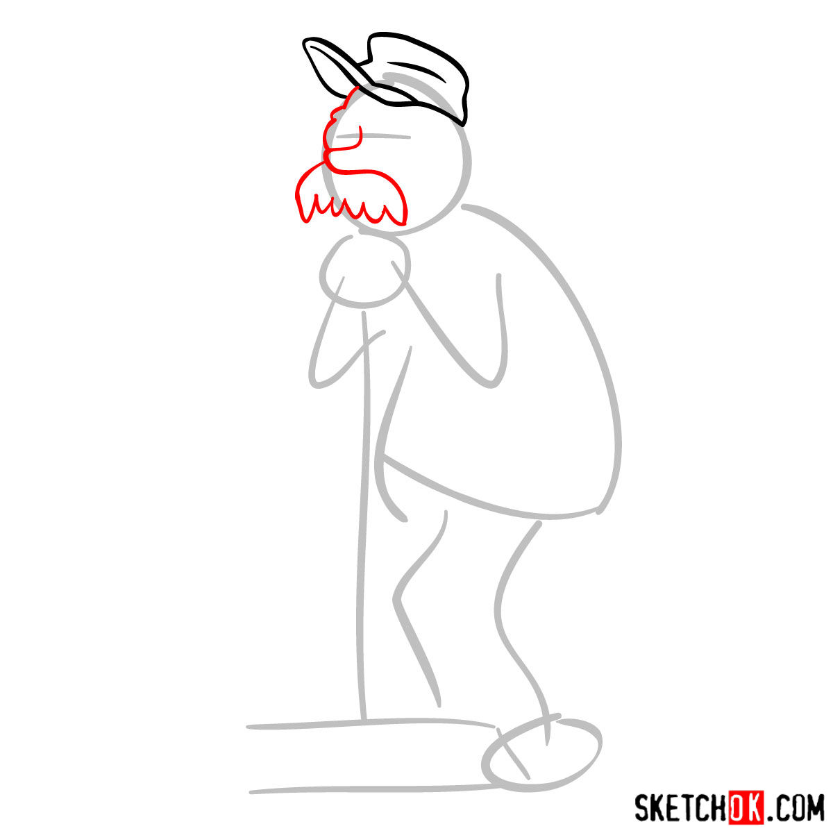 How to draw Scruffy the janitor - step 03