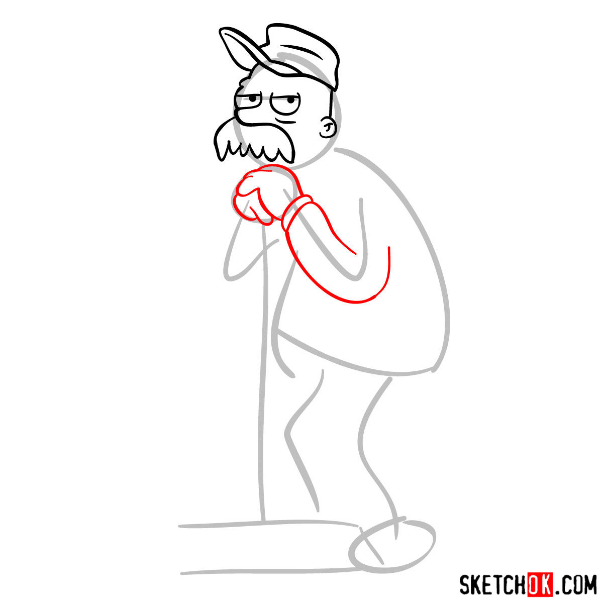 How to draw Scruffy the janitor - step 05