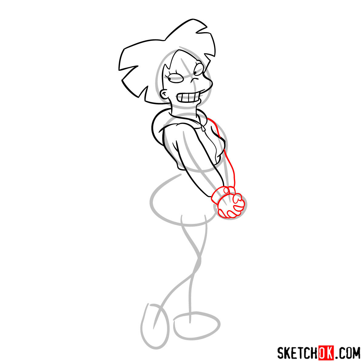 How to draw Amy Kroker (Wong) from Futurama - step 08