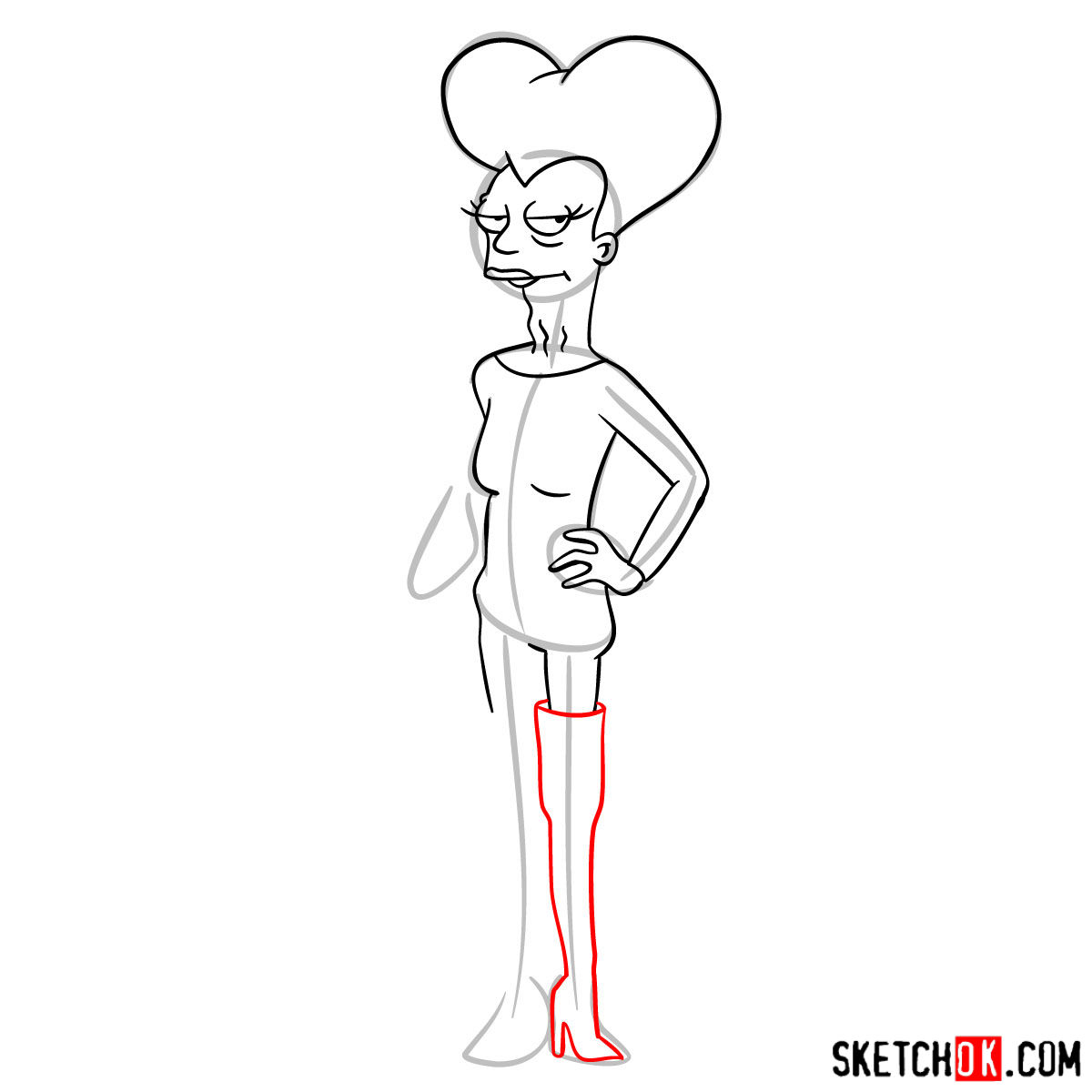 How to draw Mom from Futurama - step 09