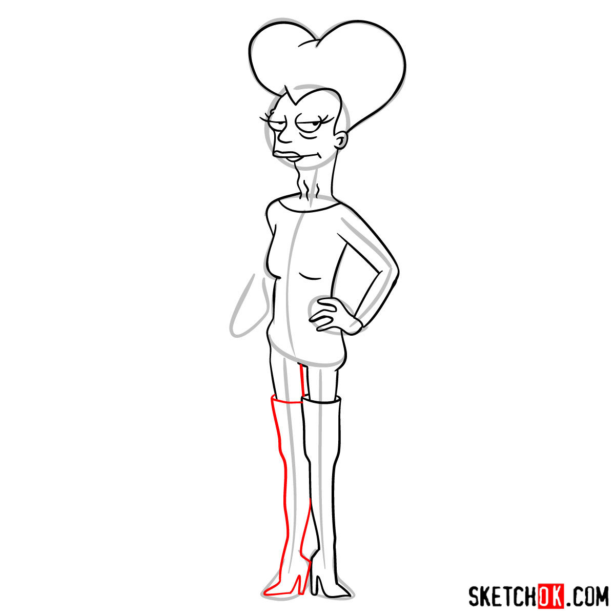 How to draw Mom from Futurama - step 10