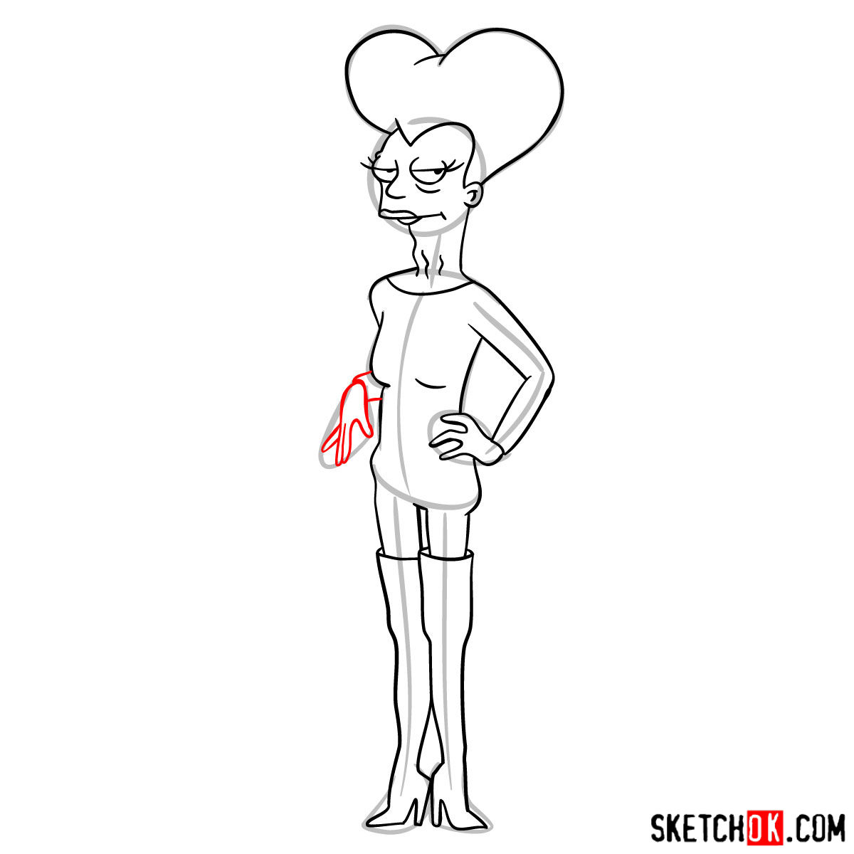 How to draw Mom from Futurama - step 11