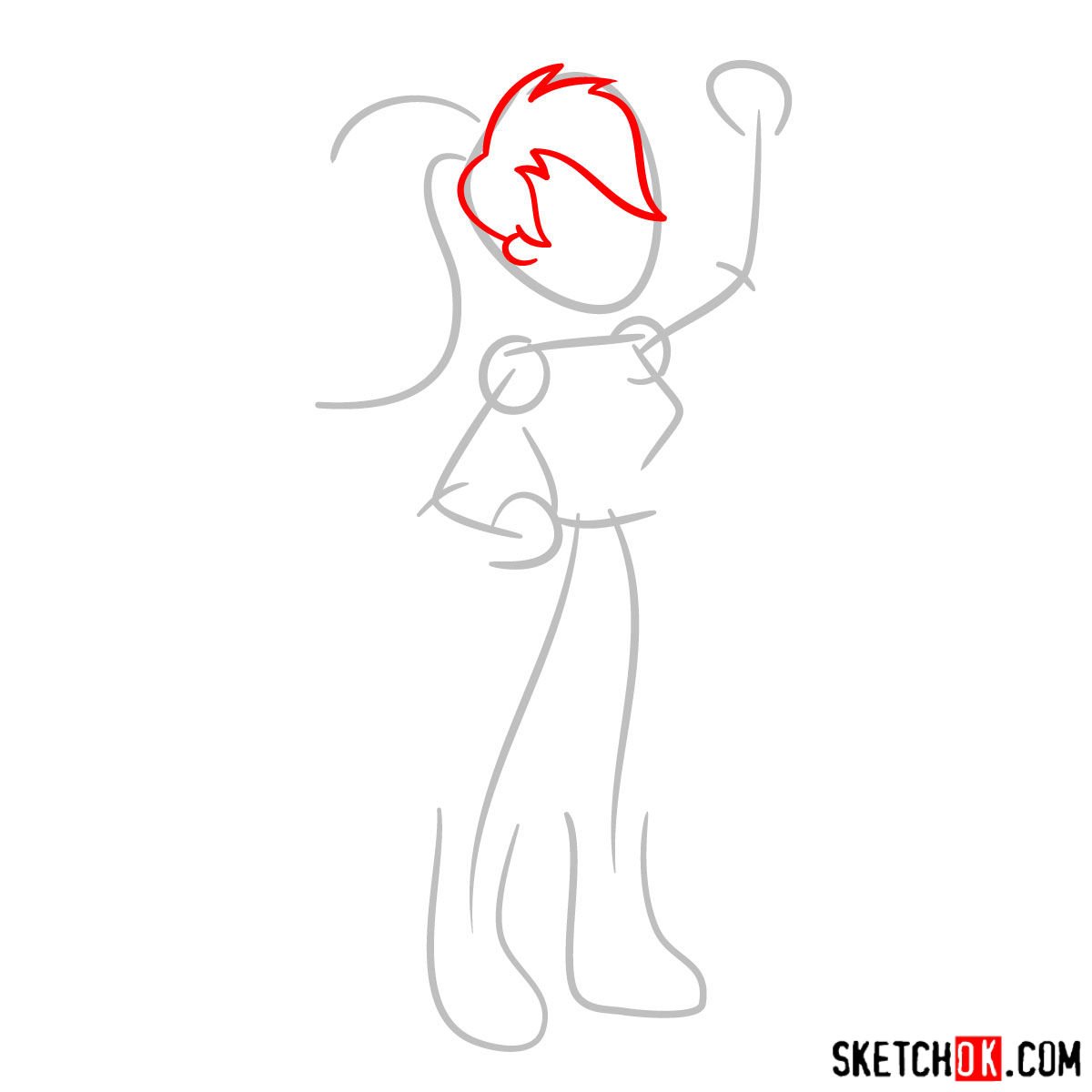 How to draw Leela from Futurama - step 02