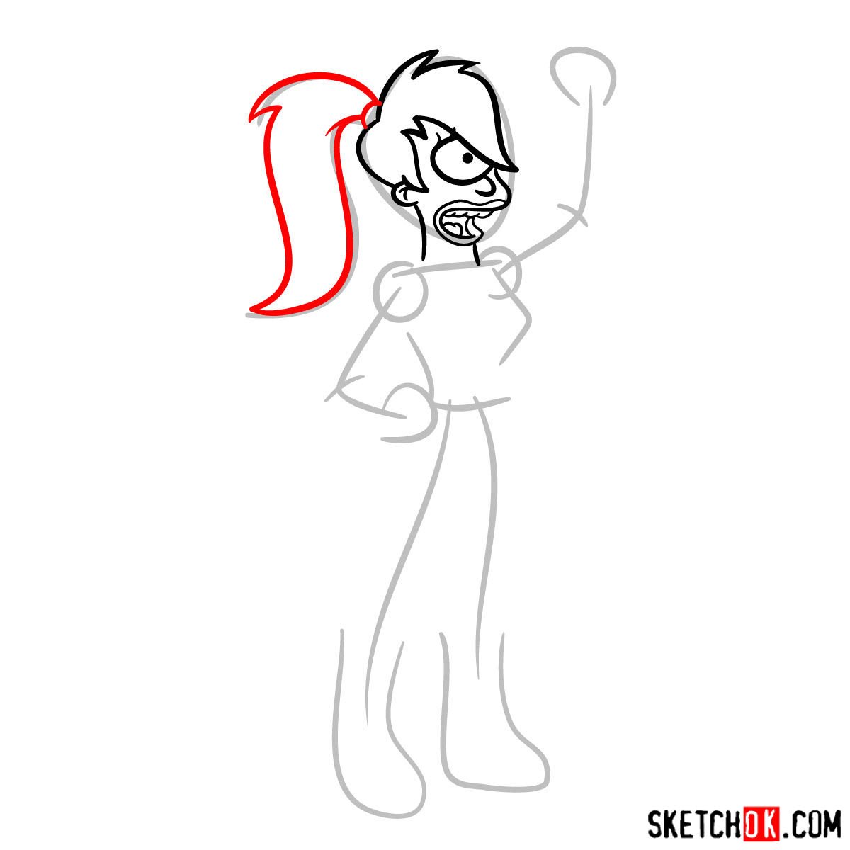 How to draw Leela from Futurama - step 05