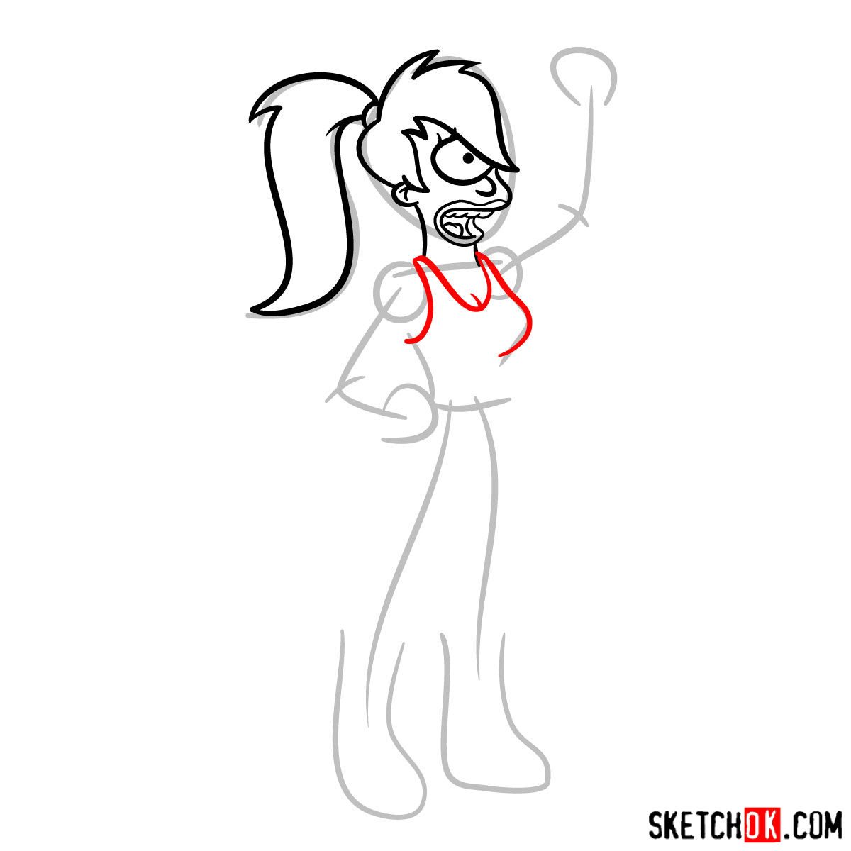 How to draw Leela from Futurama -  step 06