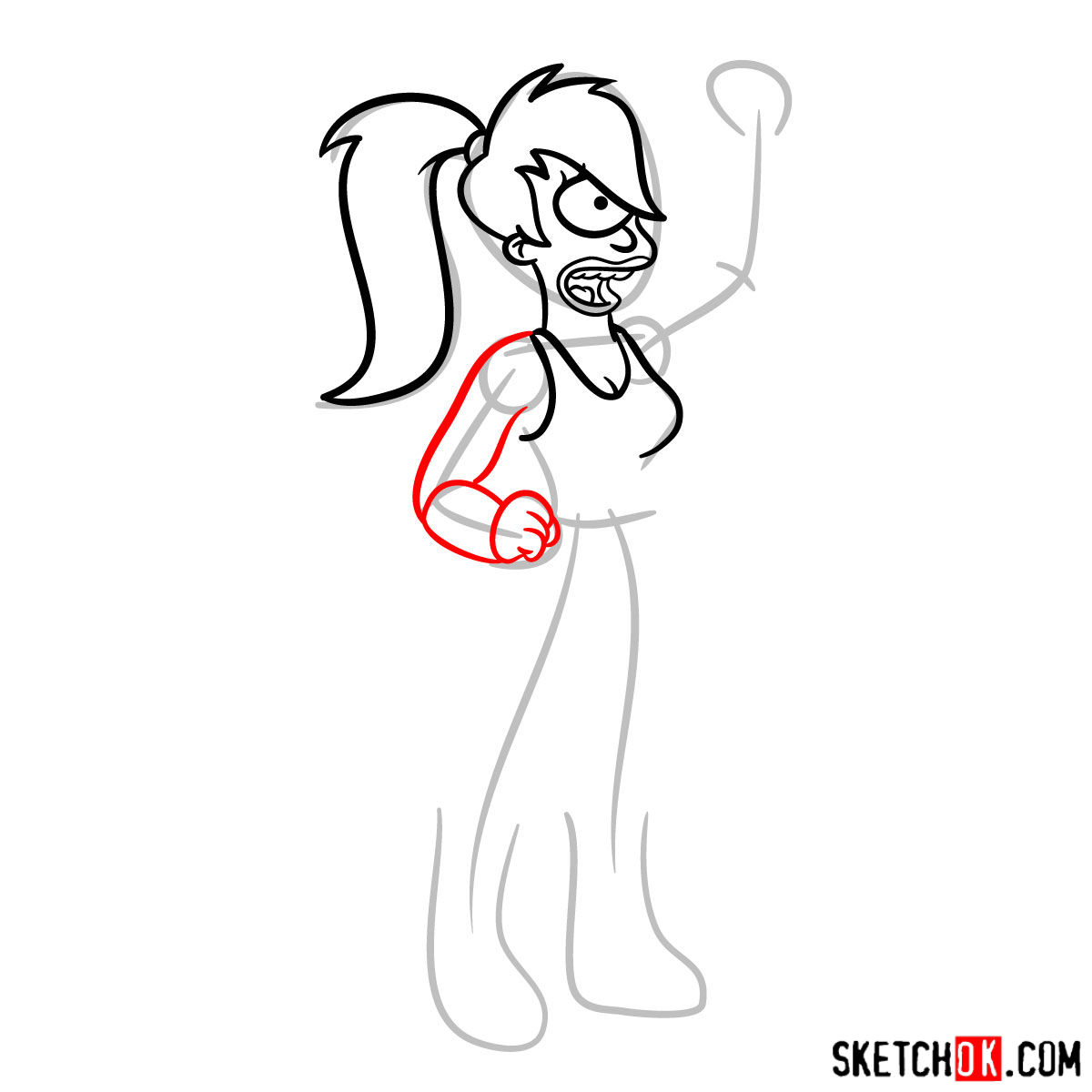How to draw Leela from Futurama - step 07