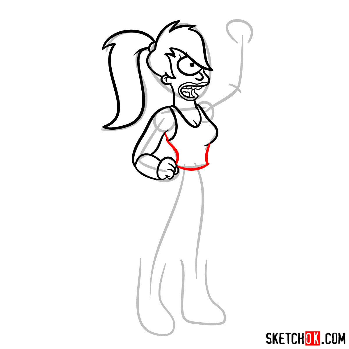 How to draw Leela from Futurama - step 08