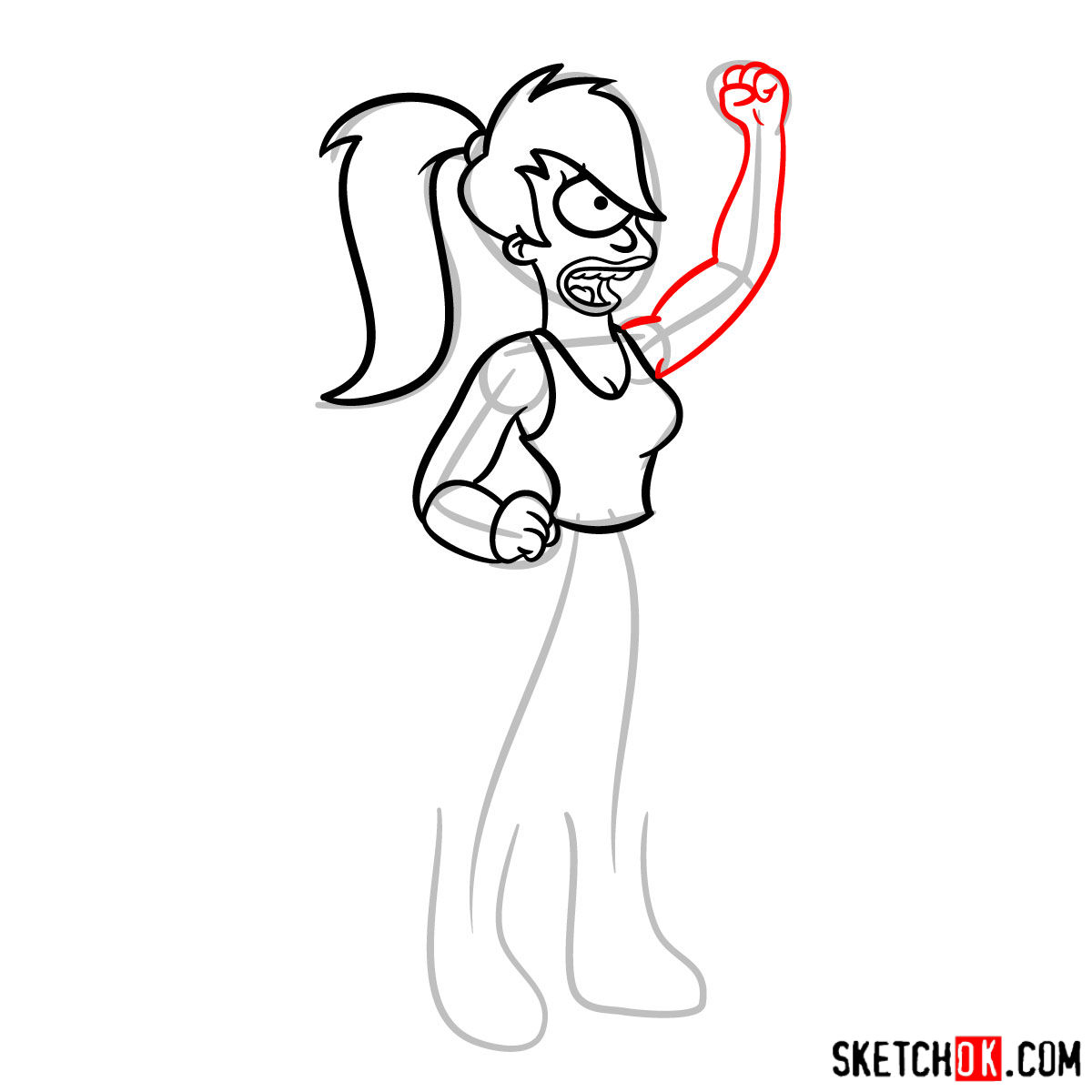 How to draw Leela from Futurama - step 09