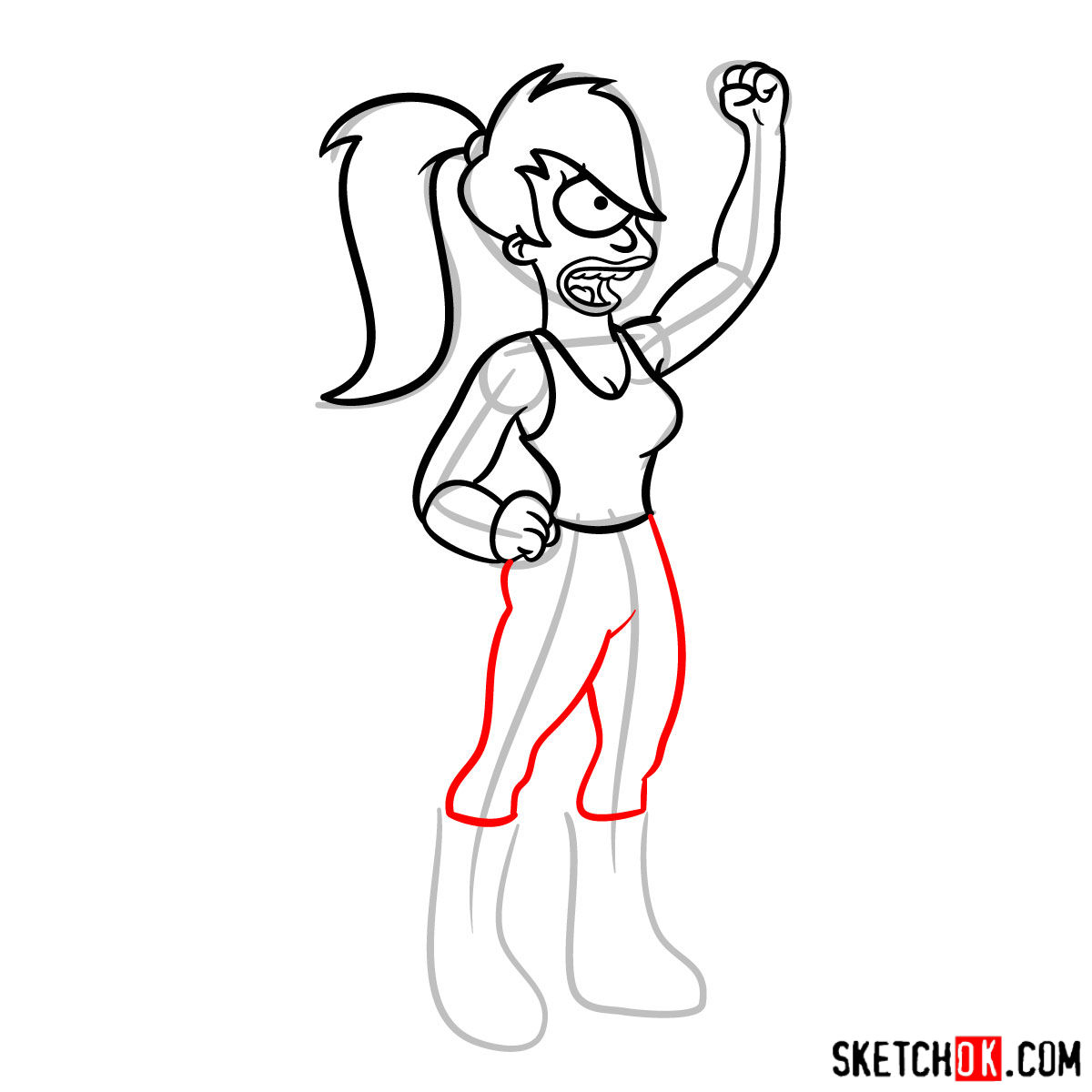 How to draw Leela from Futurama - step 10