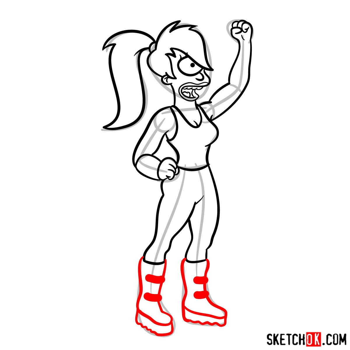 How to draw Leela from Futurama - step 11