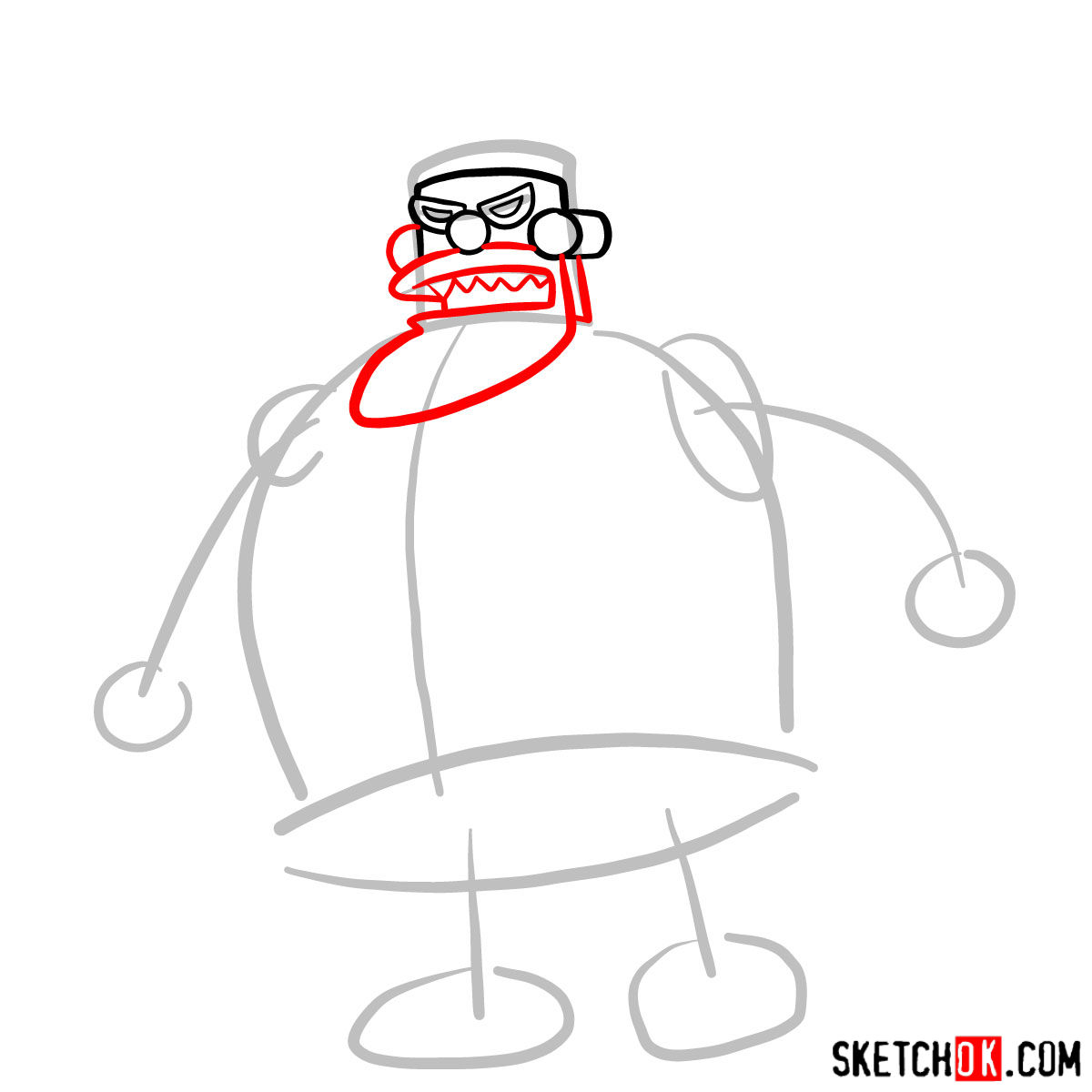 How to draw Robot Santa Claus - step 03
