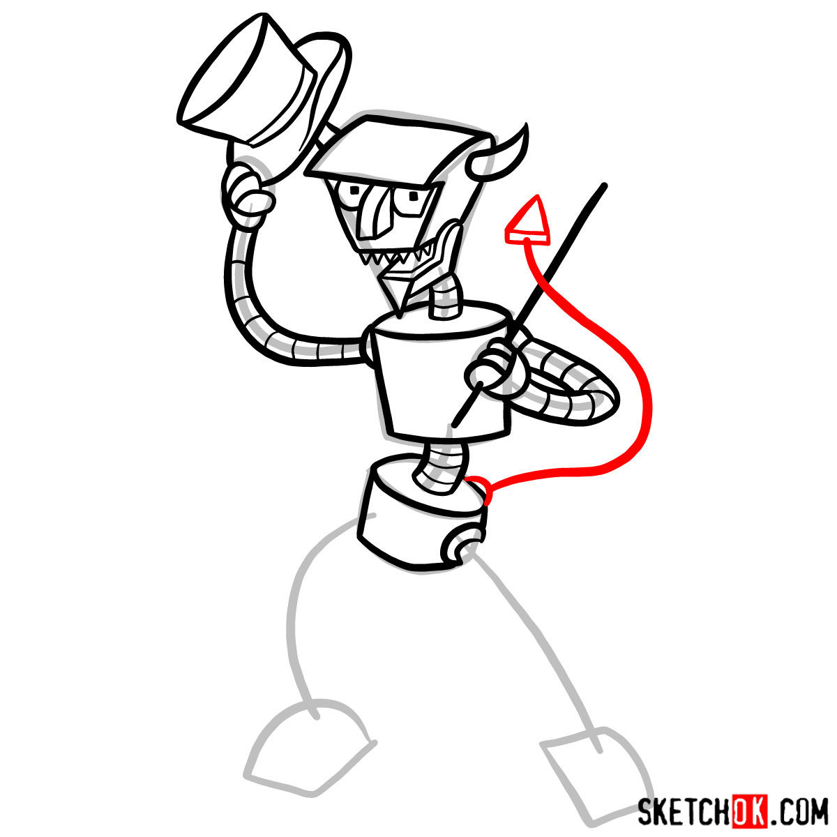 How to draw Robot Devil (Beelzebot) - step 10